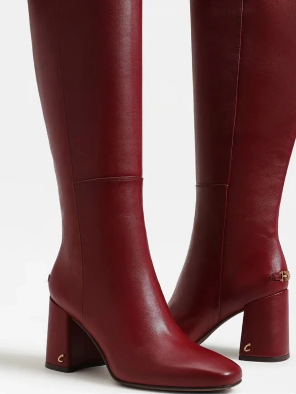Circus NY by Sam Edelman Tall Dark Cherry Leather Block-Heel Boots - Picture 6 of 8